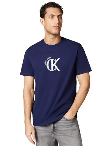 Calvin Klein SS 30S Whsl Ckj 2Tone CK Graphic Lv14Re829G T-Shirts Graphiques, Purple (Maritime Blue), L Homme