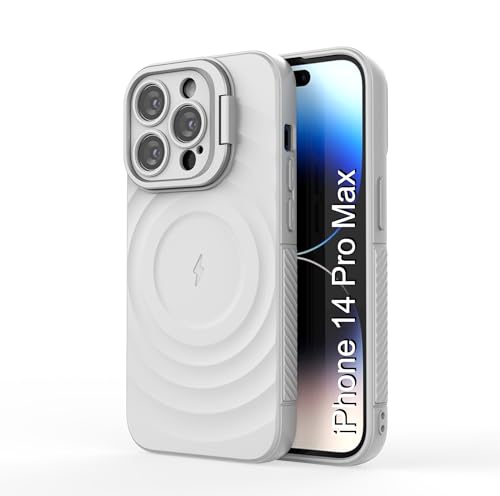 Image of LuxuryKase Shockproof Case for iPhone 14 Pro Max | Ripple Pattern | Camera Protection | Inner Velvet Fabric Lining | Protective Cover with Enhanced Grip & Wireless Charging Support - White