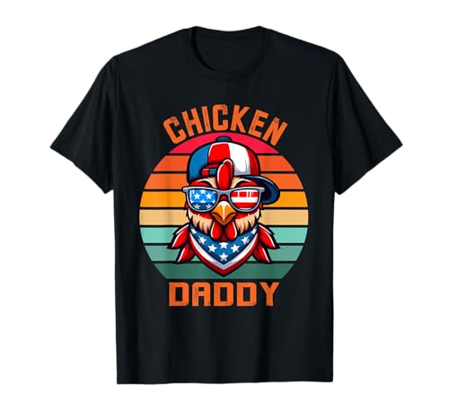 Vintage Chicken Daddy Farmer, Funny Fathers Day Mens T-Shirt