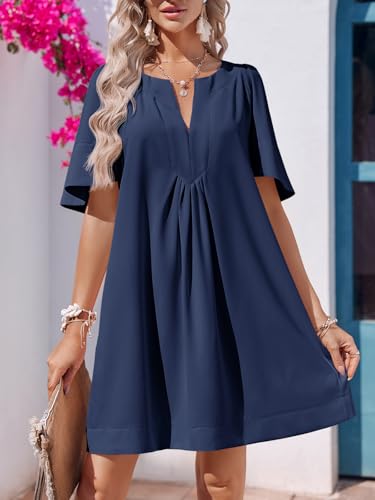 Wenrine Womens Flutter Short Sleeve Mini Dress Casual V Neck Loose Flowy Summer Dresses2
