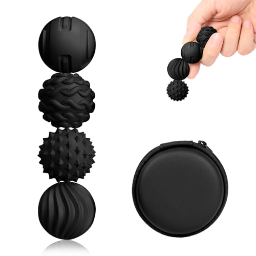 Silicone Magnetic Sensory Balls Fidget Toys,4 Pack Office Stress Toys,Black