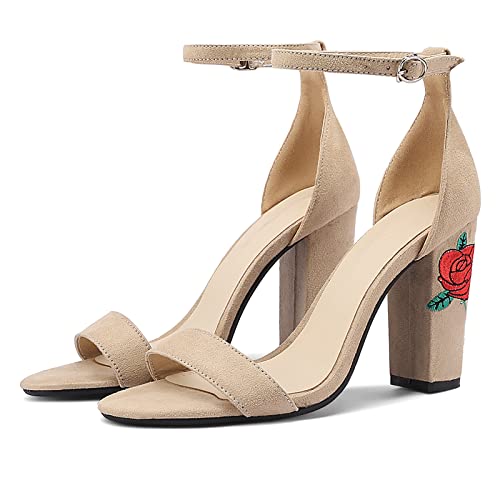 Gicoiz Women Classic Open Toe Embroidered Block Heel Sandals3