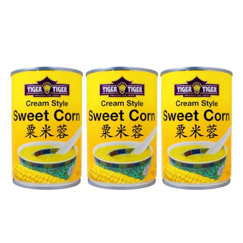 Thai Cream Style Sweet Corn, Creamed Corn in Tin 410g (Pack of 3)