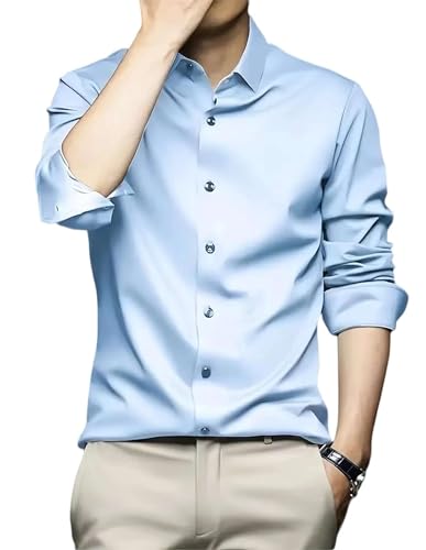 Image of IndoPrimo Men's Stylish Solid Satin Casual Shirt for Men Full Sleeve