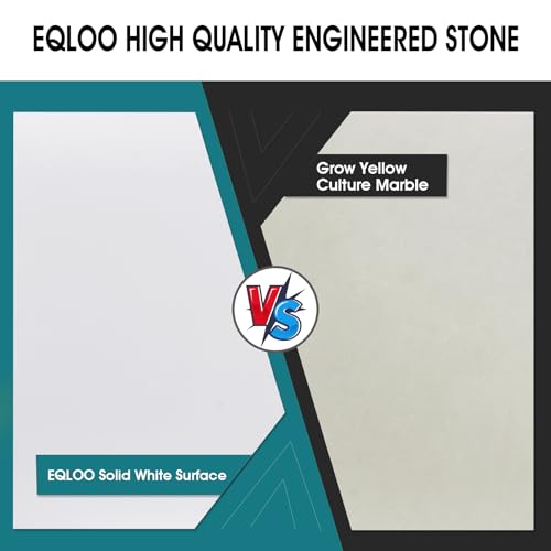 EQLOO 48 Inch Solid White Vanity Sink Top, Engineered Stone Vanity Top with Rectangular Undermount Ceramic Sink, 8 Inch Widespread Faucet Hole with Backsplash Countertops for Bathroom