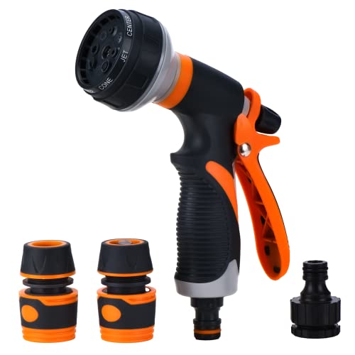 Tuinslang sproeipistool, hogedrukslang mondstuk met Quick Connect Adapters & Kraanconnectoren 8 verstelbare modi waterpistool voor het besproeien van planten of gazons, douchehuisdieren, autowassen, schoonmaken ramen