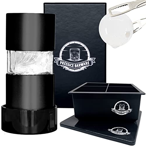 Comparison: Best Ice Ball Press 9 Pressice Barware Ice Ball Press – Aluminum Ice Press for Father's Day Gift – Create Effortless Large Spheres – Includes Ice Tray – USA Small Business (Black Finish)