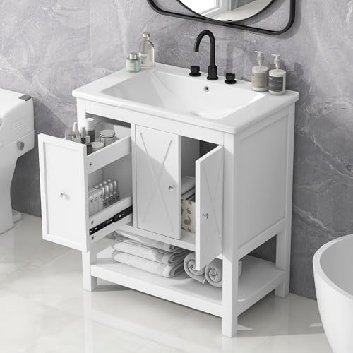 Amazon.com: Merax 30" Bathroom Vanity with Sink Combo,2 Drawers,2 Doors ...