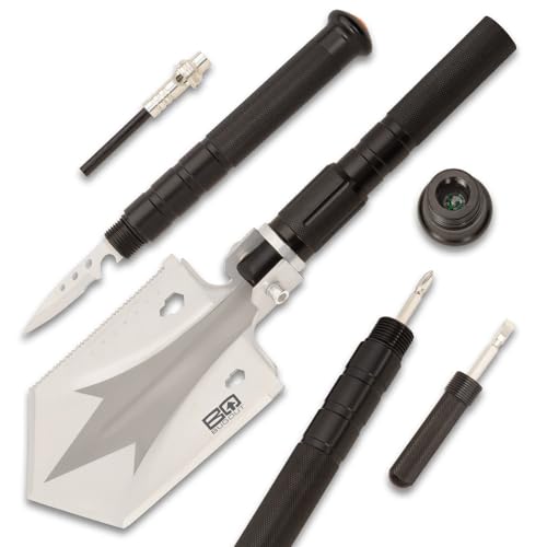 BugOut Small Multi-Function Folding Entrenchment Tool | Stainless Steel | 7' Head | Easily Folds for...