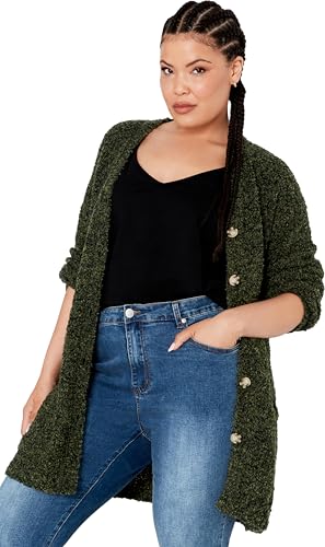 Image of Avenue Women's Plus Size Cardigan - Amber Boucle