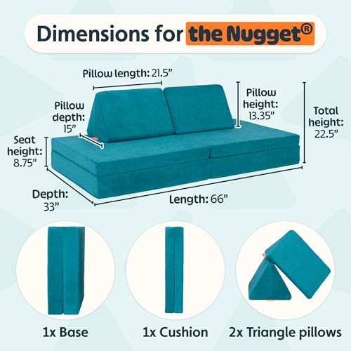 Image of Nugget - The Original Play Couch for Kids - Modular Foam Children's Sofa for Playroom, Imagination, & Creative Open Ended Play - Washable & Convertible Playroom Furniture, Atlantis