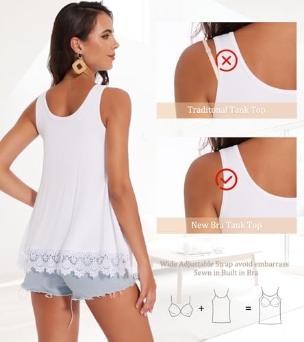 Image of Camisoles for Women with Built in Bra Adjustable Strap Tank Tops Cami Sleeveless Summer Tops for Workout Sleeping Traveling
