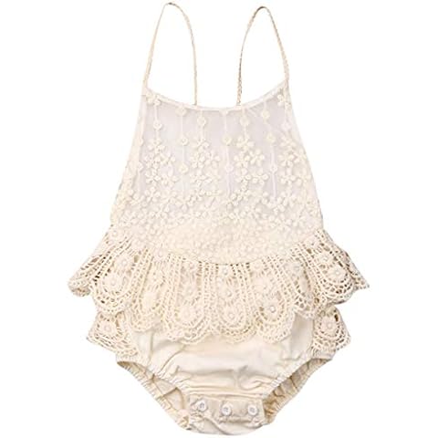 FIOMVA Newborn Baby Girl Lace Romper Cover