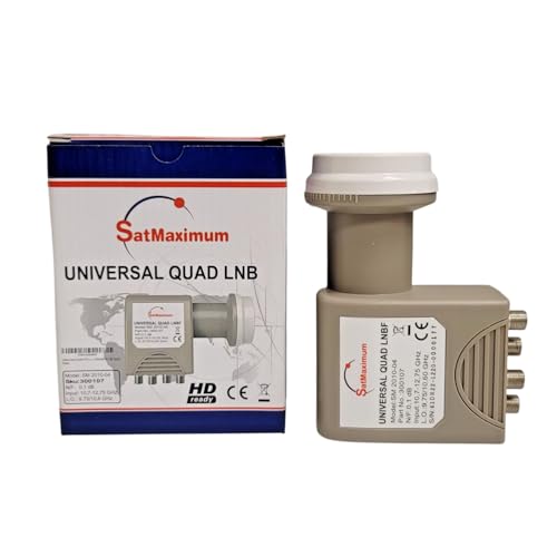 Universal Quad LNB 0.1db Polarized HD Digital Satellite Signal Receiver for Dish Antennas – High Gain, Low Noise, Weatherproof Design