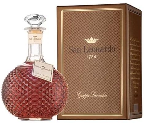 San Leonardo 1724 Grappa Stravecchia Invecchiata in Barriques di Rovere, Color Oro Ambrato, 45% Alcol, 500 ml