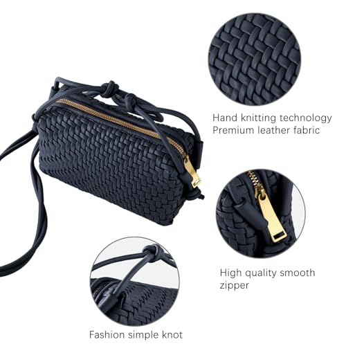 Crossbody Bag For Women Hand Woven Vegan Leather Zip Small Crossbody Bags Shoulder Bag Sling Cross Body Phone Purse4
