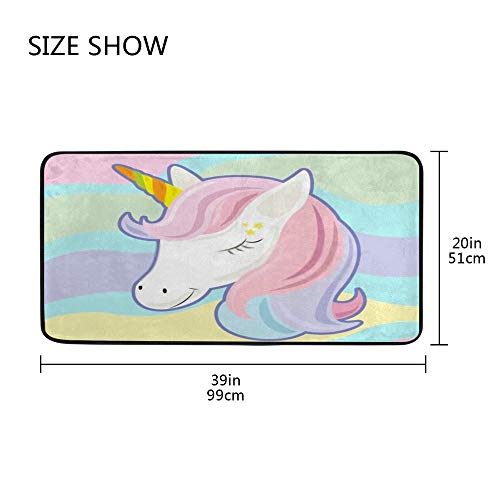 Tapis de cuisine licorne 100x50cm antidérapant et imperméable lavable