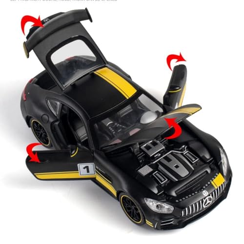 Image of Invite Enterprise Exquisite Car Model 1:24 Mrcedes Benz Amg Gtr Toy Cars Model Car, Zinc Alloy Pull Back Toy Car With Sound And Light For Kids Boy Girl Gift (1:24 Amg Gtr - Black)