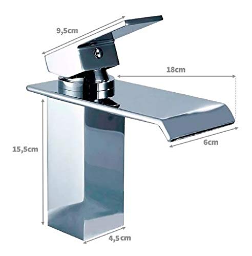 Torneira Misturador Monocomando Quadrada Cromada para Banheiro Cascata Metal Baixa