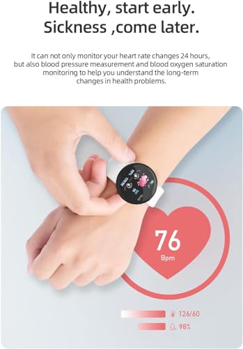 ChicAbode D18 Smart Bracelet Fitness Watch, 1.44" Screen Bluetooth Smart Band with Heart Rate, Sleep Check, Step Counter, IP65 Waterproof, Alarm, Camera Control, Call & Message Alerts – Pink