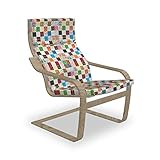 ABAKUHAUS Retro Poäng Sessel Polster, Patchwork Retro Style, Sitzkissen mit Stuhlkissen mit Hakenschlaufe und Reißverschluss, Mehrfarbig