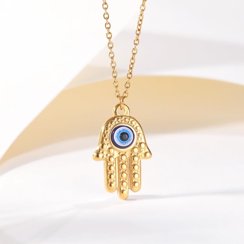Gold Pendant Necklaces for Women – Evil Eye, Hamsa Hand & Cross Charms – 18K Gold Plated Jewelry, Spiritual Protection, Minimalist Gifts for Her - Image 5