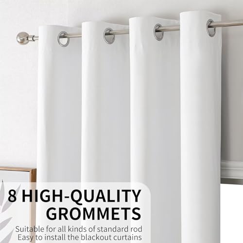 Image of Joydeco Solid White Blackout Curtains 120 Inches Long, Extra Long Black Out Curtains 108 Inch Long for Living Room Bedroom, Total Room Darkening Drapes for Windows with Grommets