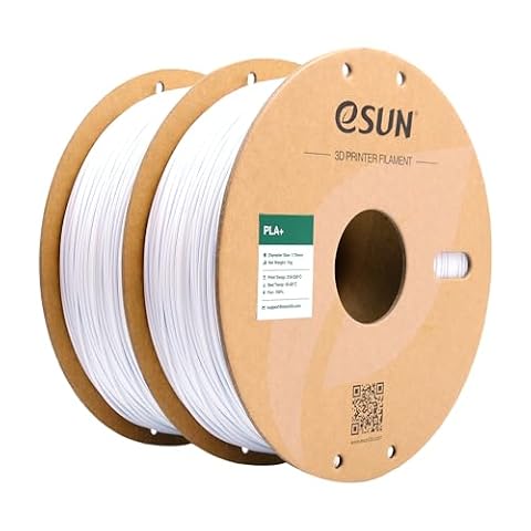 eSUN PLA+ Filament 1.75mm, Enhanced Toughness 3D Printer Filament PLA Plus, Dimensional Accuracy +/- 0.03mm, 1KG per Spool, 2 Spools 3D Printing Filament, Cold White and Cold White