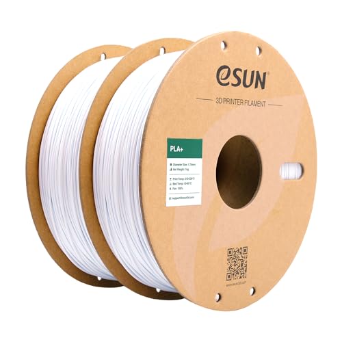 eSUN PLA+ Filament 1.75mm, Enhanced Toughness 3D Printer Filament PLA Plus, Dimensional Accuracy +/- 0.03mm, 1KG per Spool, 2 Spools 3D Printing Filament, Cold White and Cold White