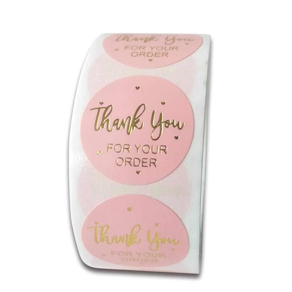 chenpaif Hand Made Stickers,500pcs Thank You for Your Order Stickers with Gold Foil Round Seal Label Handmae