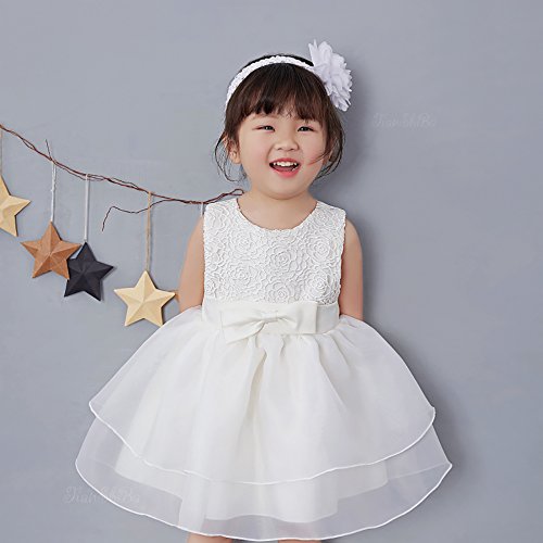 Newborn Baby Girls Christening Baptism Gown Wedding Formal Dress with Headband4