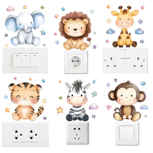 6 Piezas Vinilos Decorativos de Interruptores con Diseño Infantil