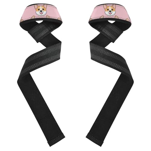 STAYTOP Cute Dog Wrist Straps for Weightlifting,Lifting Straps with Neoprene Cushioned Wrist Padded and Anti-Skid Silicone for Strength Training,Bodybuilding,Deadlifting