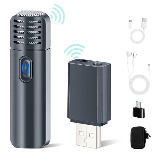 Wireless Lavalier Microphone,48KHz USB Wireless Noise Reduction Mic Lapel Clip-on Mic for Computer Android, Laptop Speaker, Podcasting, Vlog, TikTok, YouTube, Conference Interview Plug&Play/Auto Sync