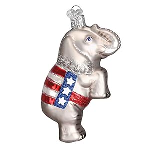 Old World Christmas Republican Elephant Glass Blown Ornaments for Christmas Tree