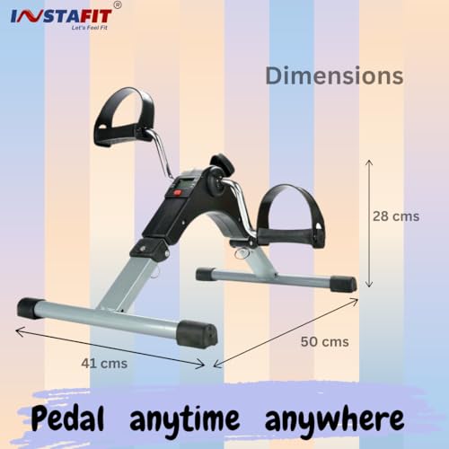 Image of Instafit Fitness Mini Cycle Pedal Exerciser, With fixing strap Folding Indoor Fitness Equipment for Legs and Arms with adjustable resistance and digital display suitable for physiotherapy rehab
