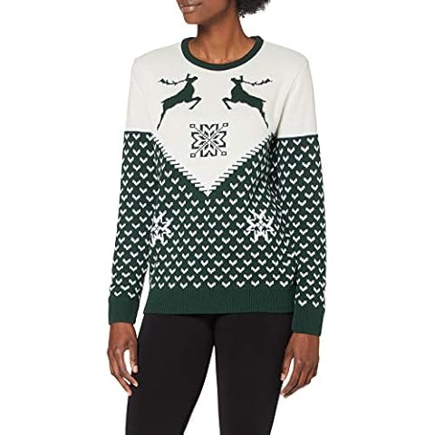 Green Vintage Dancing Stags Womens Eco Christmas Jumper (Green, x_l) Cover