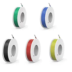 22 awg Silicone Electrical wire Cable 5 Colors (26.3ft each) 22 gauge HookUp wires electronics kit stranded Tinned Copper wire Flexible and soft for DIY