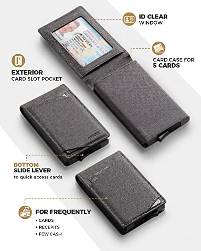 Image of VULKIT Pop Up Wallet for Men, Credit Card Holder Minimalist Slim Bifold Wallets RFID Blocking with Gift Box, Grey, slim, Minimalist