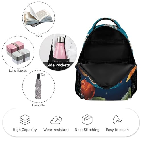Outer Space Rocket Astronaut Backpack for Travel, Ultra Durable Small Bookbag Lightweight Daypack for Women Men3