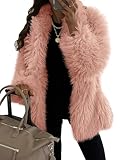 Tankaneo Womens Oversized Faux Fur Coat Lapel Collar Open Front Fuzzy Jackets Winter Warm Fluffy Outerwear
