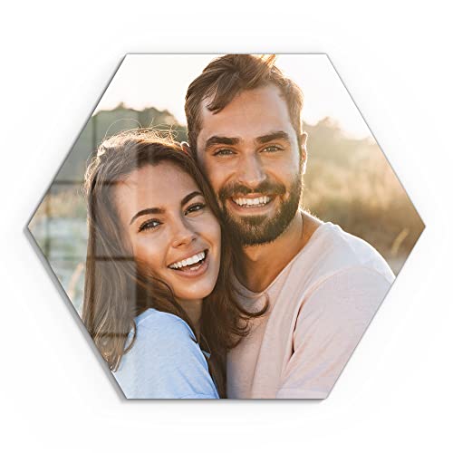 DEQORI Gepersonaliseerde glasafbeelding | eigen foto op echt glas | zeshoekig eendelig 40x35 cm | Foto cadeau | Wandafbeelding voor woonkamer, slaapkamer, hal en keuken | individuele wanddecoratie - Afbeelding 3