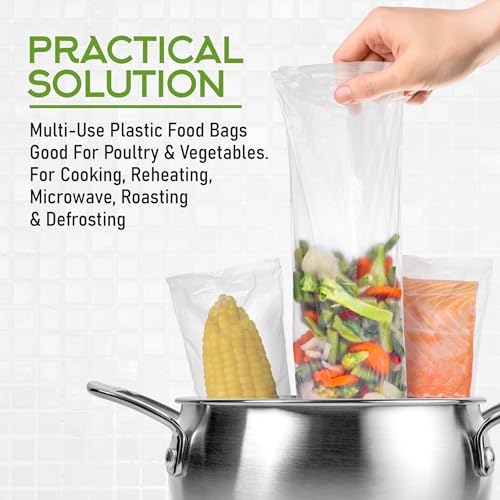 Disposable Heat Resistant Cooking Bags – Multi-Use BPA-Free Plastic Food Bags Good For Poultry & Vegetables. For Cooking, Reheating, Microwave, Roasting, & Defrosting,– 50 Pack