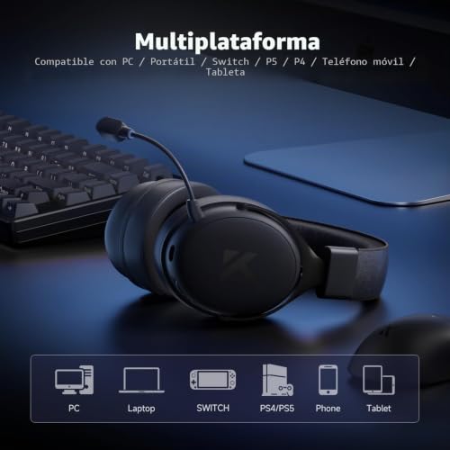 Auriculares Gaming MCHOSE V9 Pro Micrófono Desmontable y Conectividad 2.4G 7