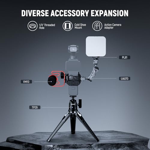 Image of NEEWER Pocket 3 Cage Compatible with DJI Osmo Pocket 3 & Creator Combo Accessories, Gimbal Video Recording Extension Rig with Action Camera Adapter, 1 /4 inch Threads, Cold Shoe, Cleaning Cloth, AC009
