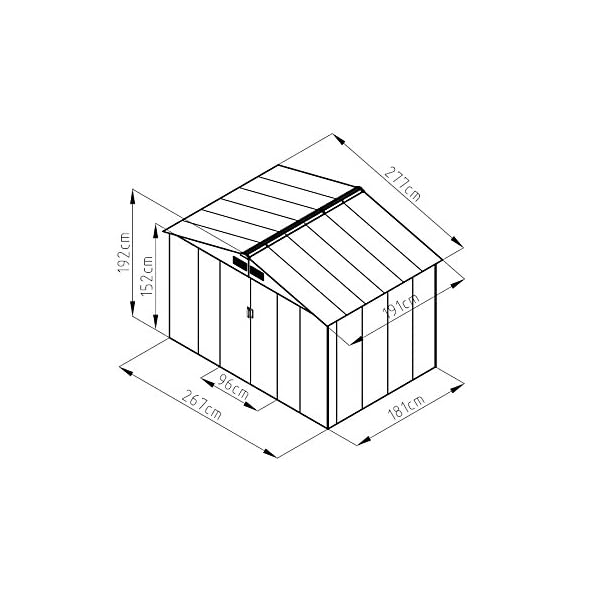 COSTWAY Metall Gerätehaus 277x191x192cm, Gartenhaus Geräteschuppen Metallgerätehaus Geräteschrank Metallschuppen Garten… – Bild 3