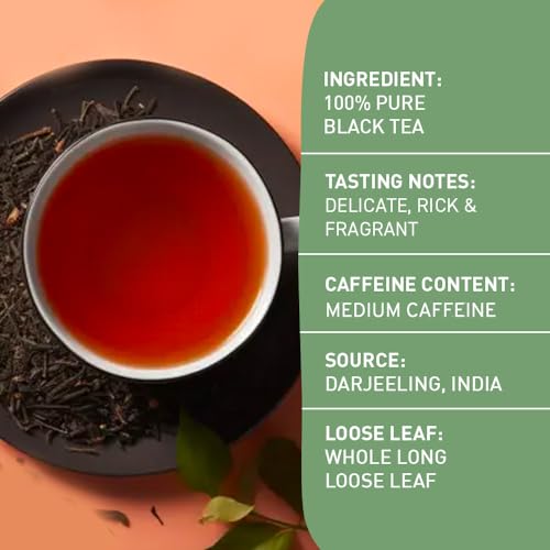 Image of HANDPICK, Darjeeling Tea Loose Leaf (85g /3oz) +40 Cups | Non-GMO, Med Caffeinated, Pure Darjeeling Black Tea Loose Leaf | Resealable Ziplock Pouch