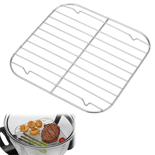 Crisper-Einsatz für Heißluftfritteusen, Ersatz-Crisper-Platte Zubehör Edelstahl 304 für Ninja Crispi Heißluftfritteusen FN090 FN091 FN100 FN101 FN103 Langlebig und Spülmaschinenfest (Silber)