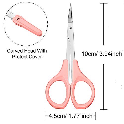 2 Pack Curved Craft Scissors Small Scissors Beauty Eyebrow Scissors Stainless Steel Trimming Scissors For Eyebrow Eyelash Extensions, Facial Nose Hair (4 Inch) #TOP1