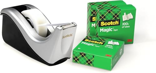 Ruban adhésif Scotch Magic avec son dévidoir de table pour fournitures de bureau et école